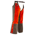 Two tone hunting chaps made from 18 ounce field tan waxed canvas and double layer 10 ounce waxed canvas