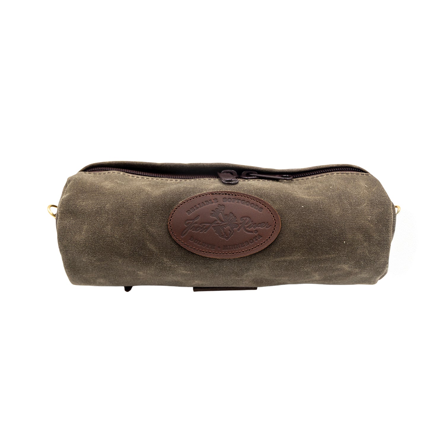 Frost River's cylinder shaped waxed canvas handlebar bag 