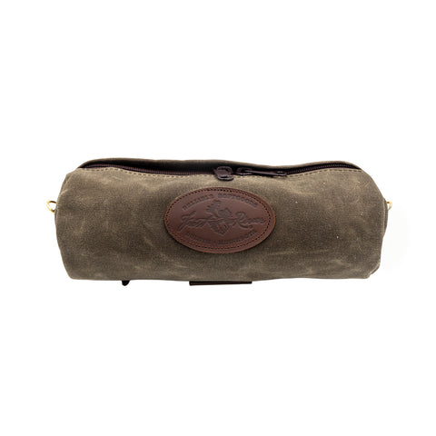 Frost River's cylinder shaped waxed canvas handlebar bag 