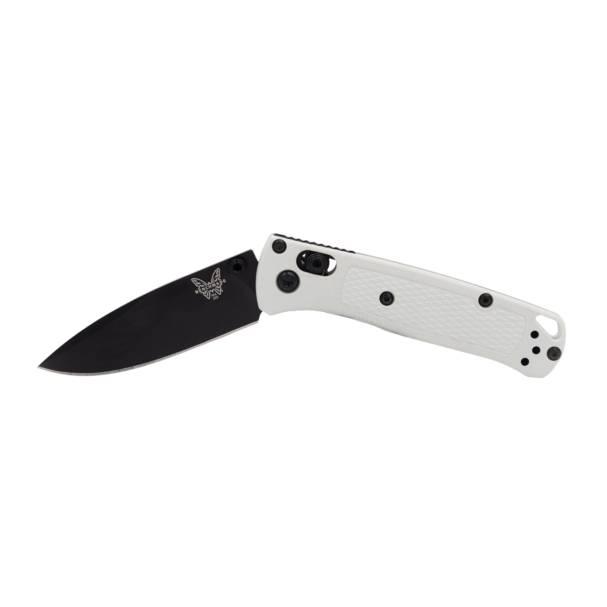 Benchmade's Mini Bugout folding pocket knife in white