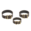 Handcrafted dog collar made with premium leather and solid brass, and available in four sizes.