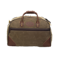 Handcrafted waxed canvas luggage bag, featuring removable a cotton webbed shoulder strap.