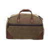 Handcrafted waxed canvas luggage bag, featuring removable a cotton webbed shoulder strap.