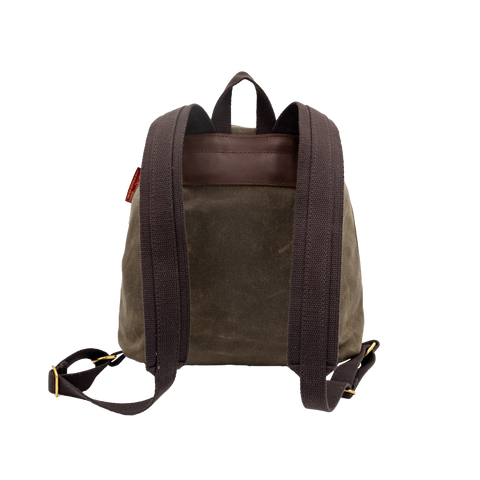waxed canvas knapsack with cotton web shoulder straps