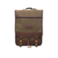 The Premium Mesabi Range Daypack on the front has our durable waxed canvas mixed with our premium leather. With a zipped pocket in the front.
