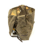 The large opening has two internal flaps with brass grommets that can be secured with cord, and then have the large flap closure come over that for double the protection for the elements.