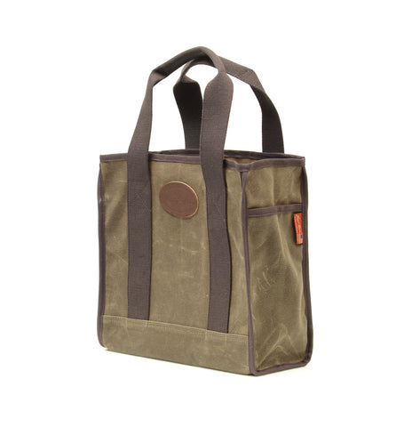 Made with water resistant waxed canvas.
