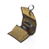 Below the two mesh zippered pockets there is a larger expandable snap closing pocket for additional storage.