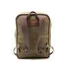Back view of durable cotton webbed shoulder straps with strong attchement points using hand pounded rivets and premium leather.