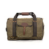 Durable, waxed canvas, duffle luggage bag with hide-a-way backpack straps.