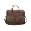 With high-end waxed canvas and premium leather this medium brief is durable and striking. Two leather handles on both sides for carrying and two heavy duty zippers on either side for storage. 