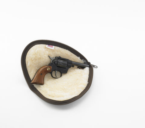 The pistol case is handmade in the USA.