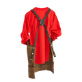 The shop apron comes in an upgraded version with webbed cotton shoulder straps, and solid brass snaps to connect the straps instead of a tie.