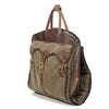 That garment bag folds in half and is secured together with premium leather straps and solid brass buckles.
