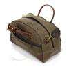 Large luggage bag with zippered top, and side pockets.