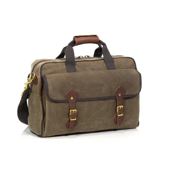 Waxed canvas brief bag made in the USA.