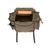 On the inside of this deep pack, there is a additional zippered pocket, made out our high quality waxed canvas, hanging from the top.