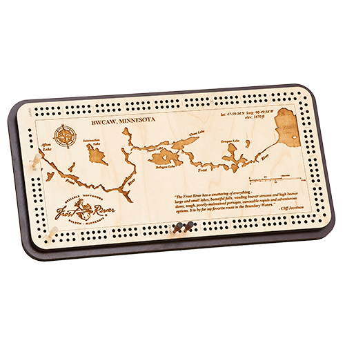 Locally made wooden cribbage board.