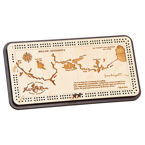Locally made wooden cribbage board.