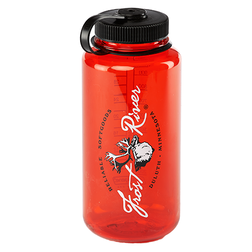 Nalgene water bottle with the Frost River logo.
